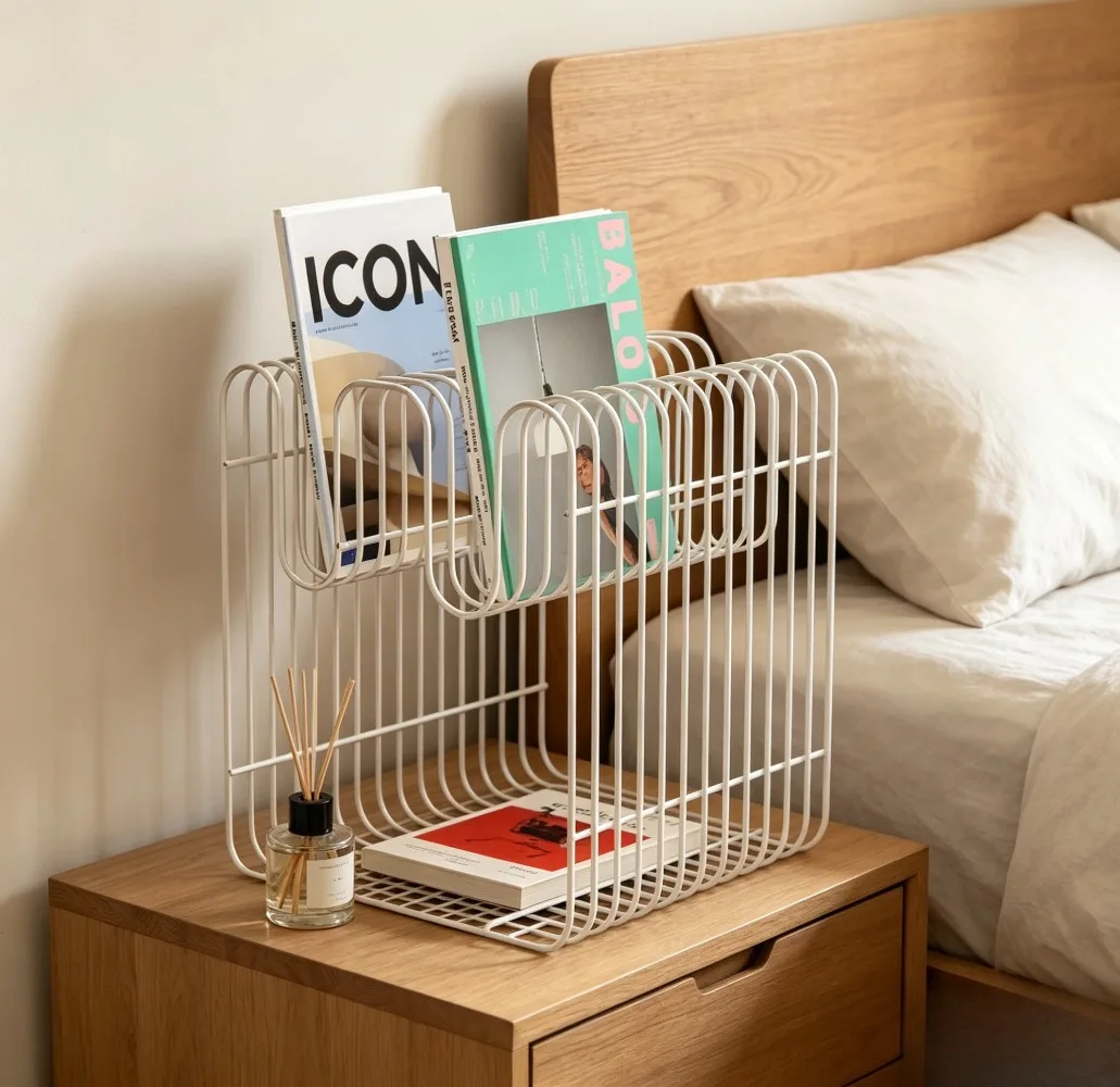 2-Tier Metal Wire Magazine Rack, Minimalist Book Storage Organizer, Nordic Sofa Side Table for Living Room Bedroom
2-Tier Metal Wire Magazine Rack, Minimalist Book Storage Organizer, Nordic Sofa Side Table for Living Room Bedroom