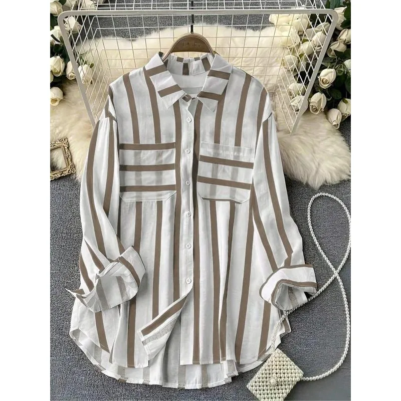 Plus Size 1XL-5XL Women Fashion Stripe Shirt Casual Loose Long Blouse And Tops Women's Shirts
Plus Size 1XL-5XL Women Fashion Stripe Shirt Casual Loose Long Blouse And Tops Women's Shirts