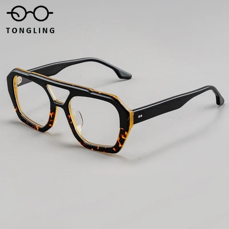 Men Handcrafted High-Quality Acetate Women Double-Beam Irregular Fashionable Retro Unique Color Contrast Trendy Spectacle Frames
Men Handcrafted High-Quality Acetate Women Double-Beam Irregular Fashionable Retro Unique Color Contrast Trendy Spectacle Frames