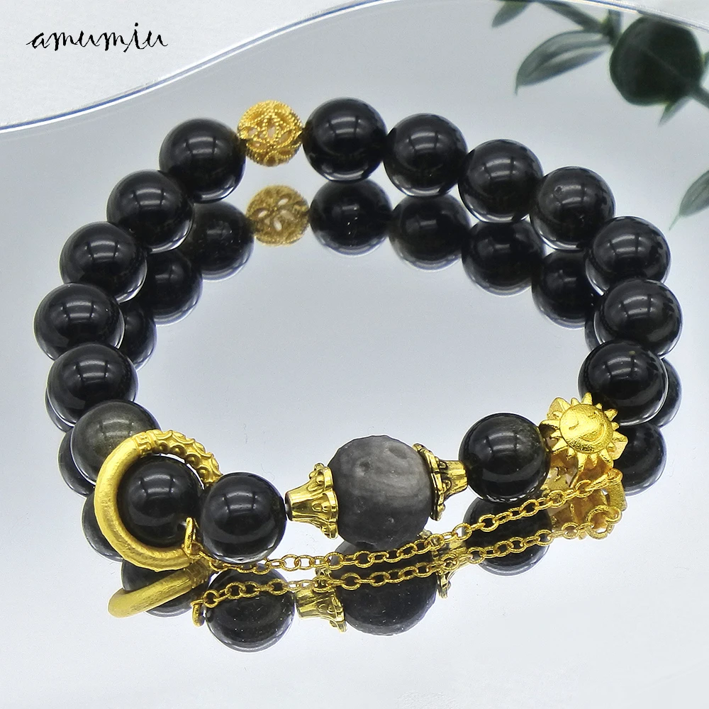 AMUMIU 1cm Happy Sun Meteorite Bracelet Natural Gemstones Black Stone Beaded Unisex Bringing Good Luck
AMUMIU 1cm Happy Sun Meteorite Bracelet Natural Gemstones Black Stone Beaded Unisex Bringing Good Luck