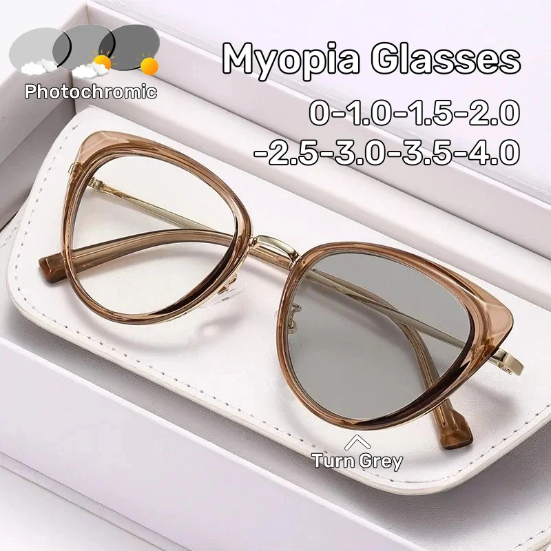 Men's and Women's Fashion Cat-Eye Photochromic Myopia Glasses Retro Large Frame High Definition Minus Diopter Eyeglasses
Men's and Women's Fashion Cat-Eye Photochromic Myopia Glasses Retro Large Frame High Definition Minus Diopter Eyeglasses