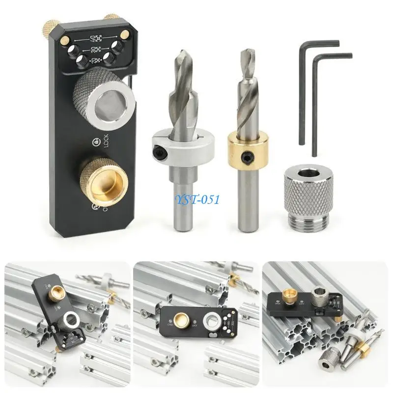 E15A Aluminum Profile Drilling Aid Guide Jig with Step Drill Bits Set for Professional Woodworkers and DIY Enthusiasts
E15A Aluminum Profile Drilling Aid Guide Jig with Step Drill Bits Set for Professional Woodworkers and DIY Enthusiasts
