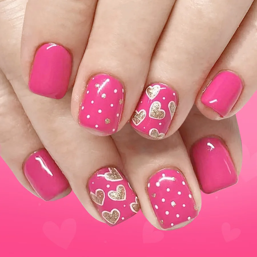 24Pcs Short Square Head Press on False Nails with Pink Polka Dot Full Cover Nails Tips Heart Shiny Powder Detachable Fake Nails
24Pcs Short Square Head Press on False Nails with Pink Polka Dot Full Cover Nails Tips Heart Shiny Powder Detachable Fake Nails