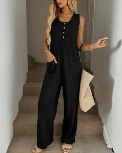 Women's Jumpsuit In 2026 Summer Female Fashion New Black Jumpsuits Casual Versatile Daily Lazy Loose Sleeveless One Piece Pants
Women's Jumpsuit In 2026 Summer Female Fashion New Black Jumpsuits Casual Versatile Daily Lazy Loose Sleeveless One Piece Pants