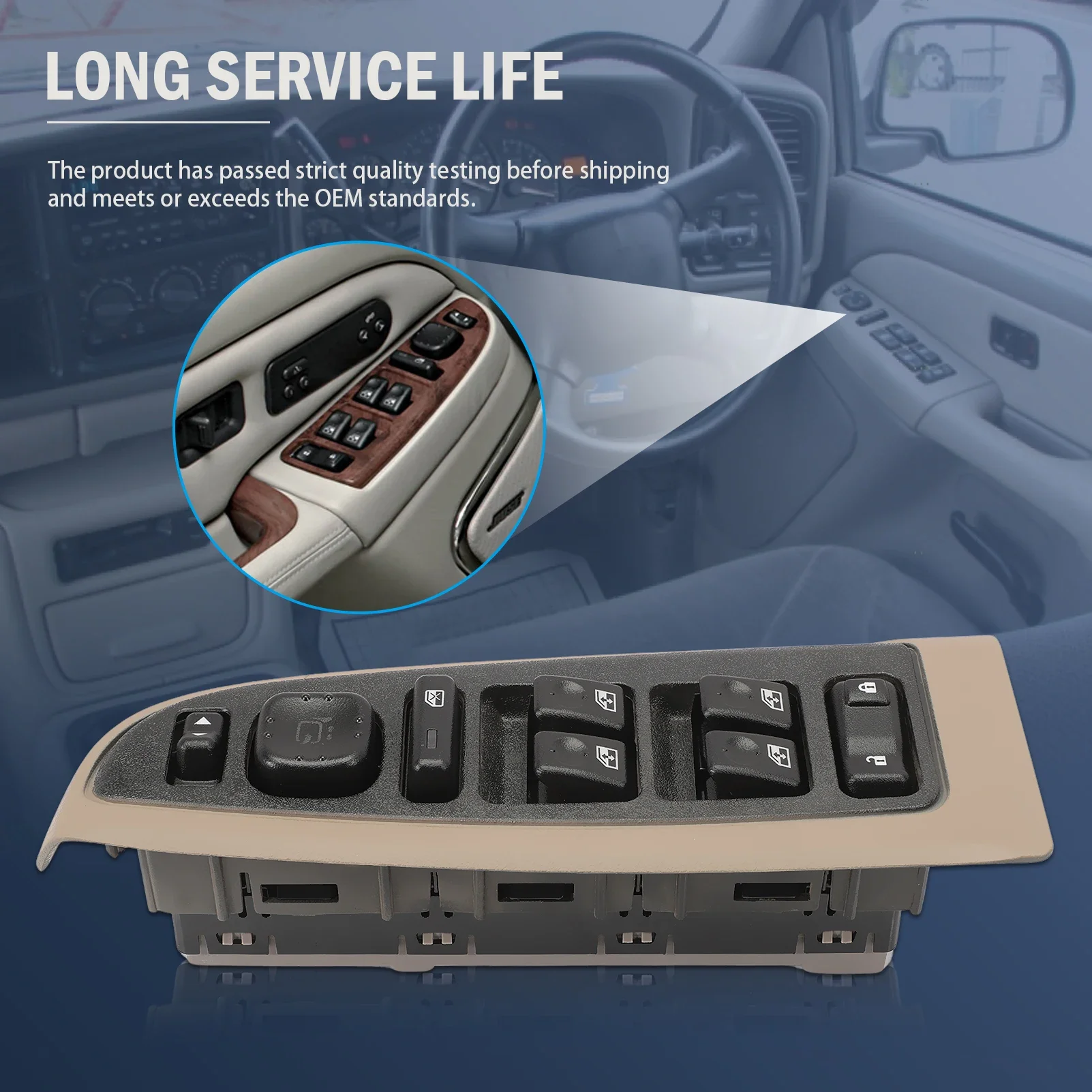 Master Window Switch & Tan Bezel 89045127 for 2003-2006 Chevrolet Silverado, GMC Sierra, Suburban, Tahoe, Yukon 15883319
Master Window Switch & Tan Bezel 89045127 for 2003-2006 Chevrolet Silverado, GMC Sierra, Suburban, Tahoe, Yukon 15883319