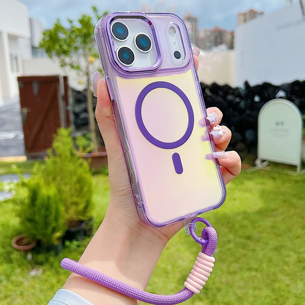 Fashion Laser Gradient Magnetic Lanyard Shockproof Case for iPhone 16E 17 Pro 16 15 14 Plus 13 12 11 Pro Max Magsafe Back Cover
Fashion Laser Gradient Magnetic Lanyard Shockproof Case for iPhone 16E 17 Pro 16 15 14 Plus 13 12 11 Pro Max Magsafe Back Cover