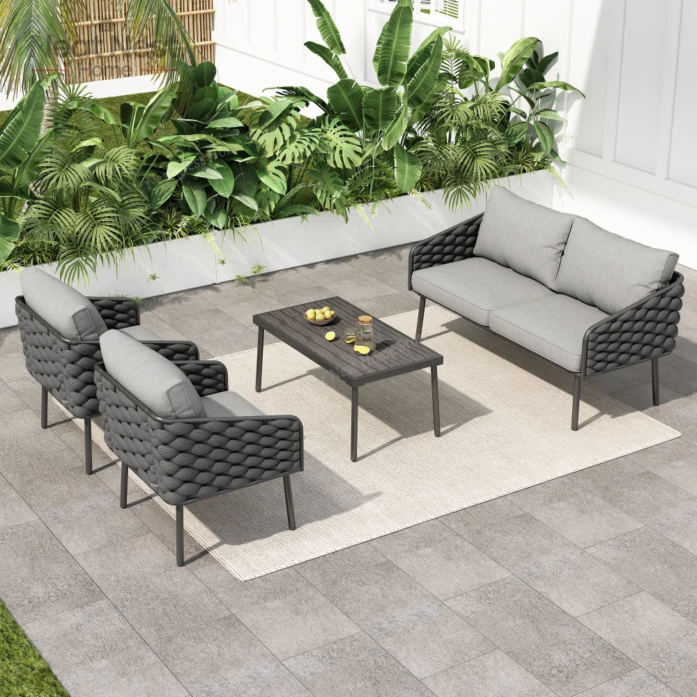 TOPMAX 4-Piece Modern Patio Sectional Sofa Set Outdoor Woven Rope Set with Glass Table and Cushions, Gray,outdoor furniture sets
TOPMAX 4-Piece Modern Patio Sectional Sofa Set Outdoor Woven Rope Set with Glass Table and Cushions, Gray,outdoor furniture sets