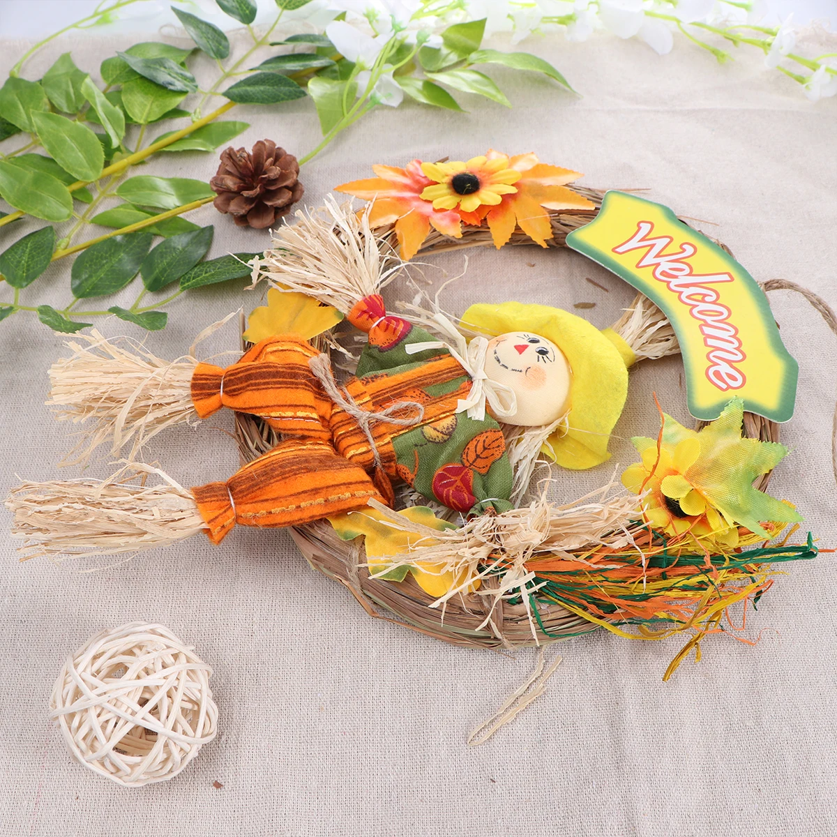Scarecrow Wreath Fall Harvest Decoration Halloween Thanksgiving Straw Garland Pendant Outdoor Bunting Banner Ornament
Scarecrow Wreath Fall Harvest Decoration Halloween Thanksgiving Straw Garland Pendant Outdoor Bunting Banner Ornament