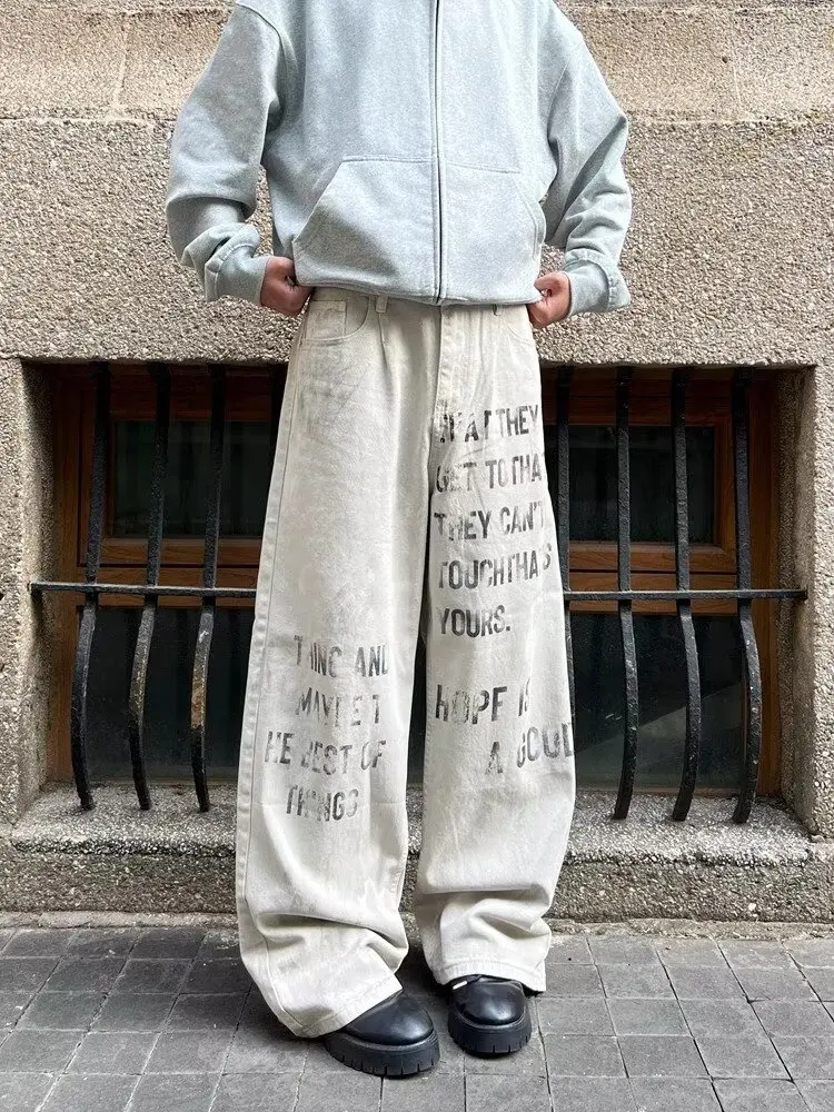 2025 Cyber Y2K Streetwear Letter Printed White Baggy Jeans Pants For Men Clothing Cotton Gothic Long Trousers Pantalones Hombre
2025 Cyber Y2K Streetwear Letter Printed White Baggy Jeans Pants For Men Clothing Cotton Gothic Long Trousers Pantalones Hombre