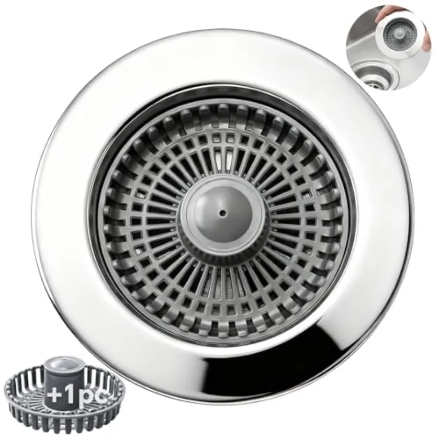 Solid Brass Body 3-in-1 Kitchen Sink Drain Strainer and Stopper, Heavy Duty Pop Up Plug Assembly with 2 Baskets, Anti-Clog Repl
Solid Brass Body 3-in-1 Kitchen Sink Drain Strainer and Stopper, Heavy Duty Pop Up Plug Assembly with 2 Baskets, Anti-Clog Repl