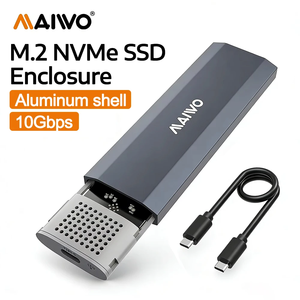 Корпус для твердотельного накопителя MAIWO M2, адаптер для твердотельного накопителя M.2 NVMe, 10 Гбит/с, USB 3.1 Gen 2, внешний алюминиевый корпус, поддержка инструмента M-Key Free
Корпус для твердотельного накопителя MAIWO M2, адаптер для твердотельного накопителя M.2 NVMe, 10 Гбит/с, USB 3.1 Gen 2, внешний алюминиевый корпус, поддержка инструмента M-Key Free