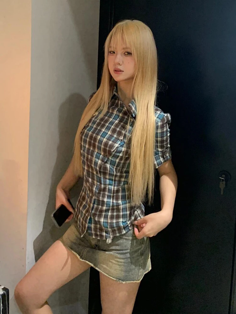 Slim Fit irt Women's Summer Design Plaid Waist Cinching American Retro Sle Trendy Top Punk Streetwear ort Sve
Slim Fit irt Women's Summer Design Plaid Waist Cinching American Retro Sle Trendy Top Punk Streetwear ort Sve