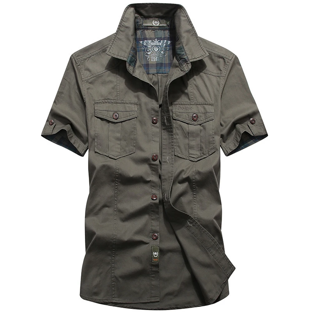 Spring Summer Men's Tactical Cargo Shirts Outdoor Men Cotton Shorts Sleeve Military Shirts Men Button Windbreaker Work Shirts
Spring Summer Men's Tactical Cargo Shirts Outdoor Men Cotton Shorts Sleeve Military Shirts Men Button Windbreaker Work Shirts