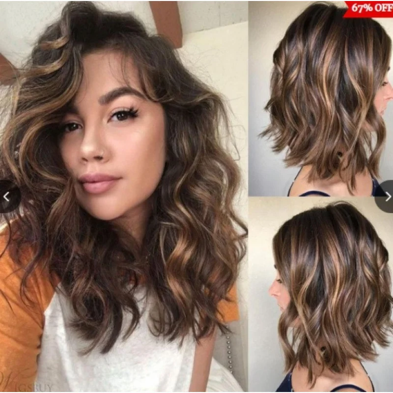 Wig for European and American women, long brown gradient synthetic fiber full head curly hair
Wig for European and American women, long brown gradient synthetic fiber full head curly hair