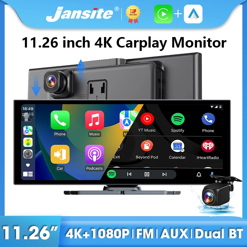 Jansite 11.26" Car Monitor 4K Dash Cam Wireless Carplay Android Auto GPS Navigation Touch Screen Video Recorder Bluetooth FM AUX
Jansite 11.26" Car Monitor 4K Dash Cam Wireless Carplay Android Auto GPS Navigation Touch Screen Video Recorder Bluetooth FM AUX