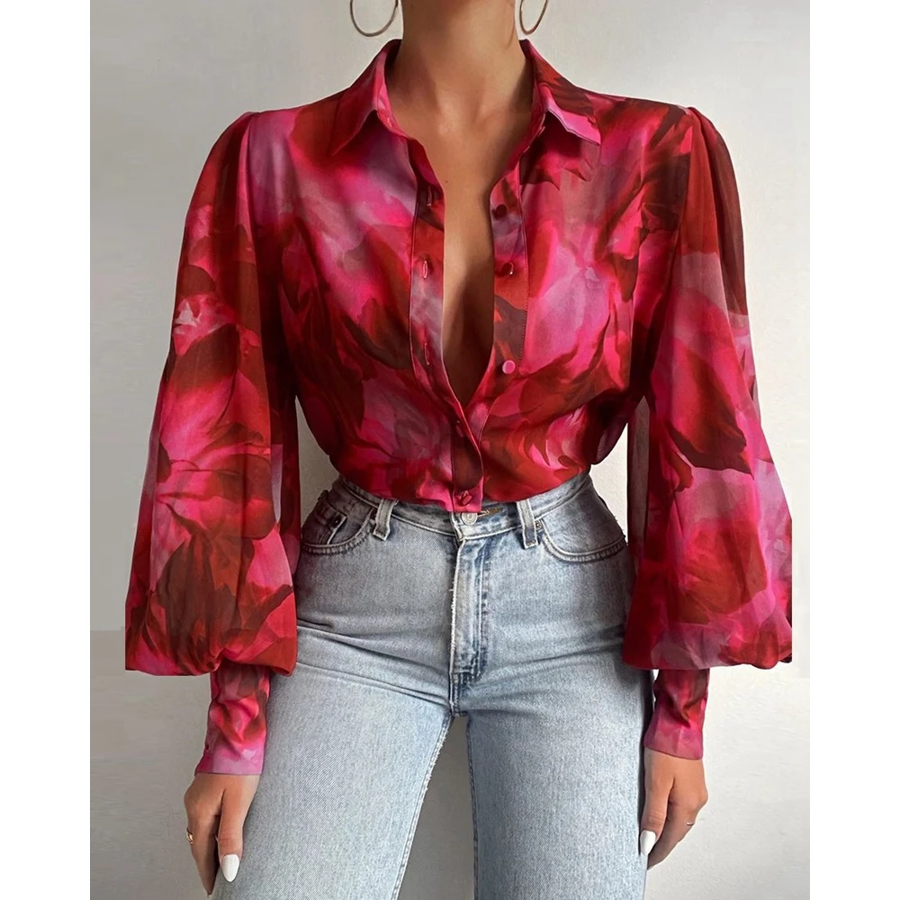 2024 Women Spring Floral Print Lantern Sleeve Casual Blouse Fashion Elegant Office Femme Turn-down Collar Blouse Top Workwear
2024 Women Spring Floral Print Lantern Sleeve Casual Blouse Fashion Elegant Office Femme Turn-down Collar Blouse Top Workwear