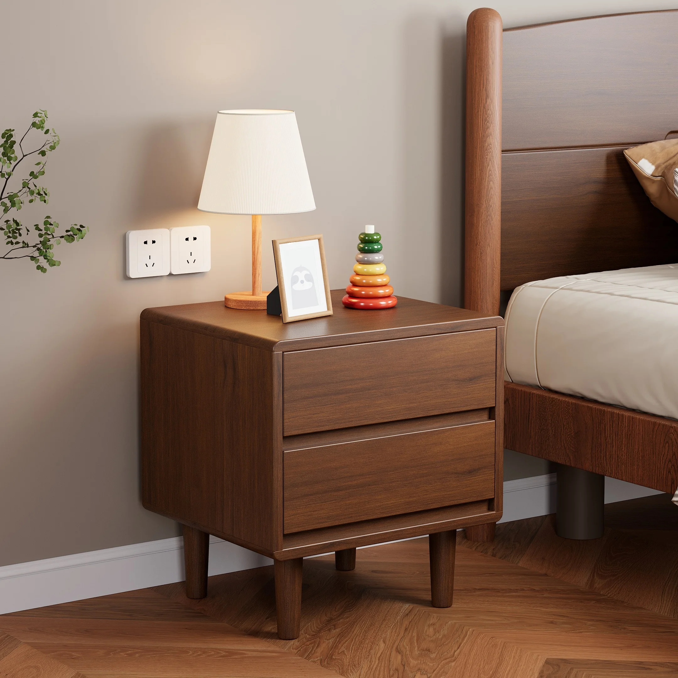 Современная простая прикроватная тумбочка из массива дерева, деревянный органайзер-шкафчик для спальни, домашняя мебель с 2 ящиками
Современная простая прикроватная тумбочка из массива дерева, деревянный органайзер-шкафчик для спальни, домашняя мебель с 2 ящиками