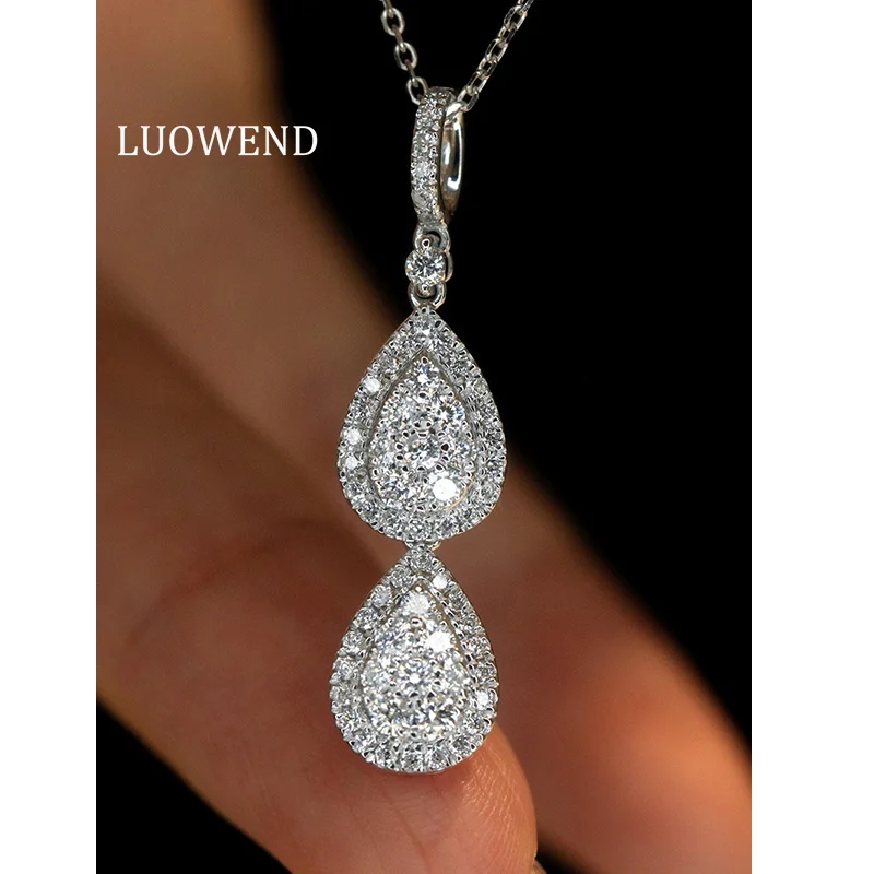 Ожерелье LUOWEND из 100% белого золота 18 карат, элегантный блестящий дизайн, 0,62 карата, подвеска с натуральным бриллиантом, ожерелье для женщин, изысканные ювелирные изделия
Ожерелье LUOWEND из 100% белого золота 18 карат, элегантный блестящий дизайн, 0,62 карата, подвеска с натуральным бриллиантом, ожерелье для женщин, изысканные ювелирные изделия