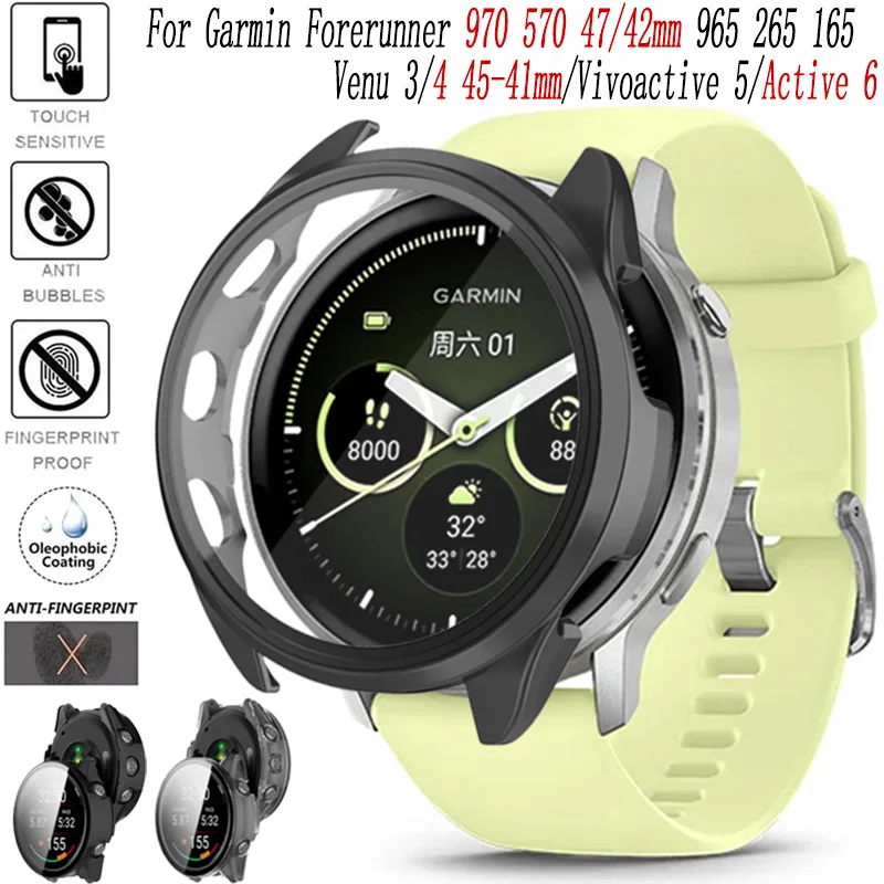 PC Case+HD Tempered Glass For Garmin Forerunner 970/570/965/265/165 Protective Shell Garmin Venu 3/4 45mm 41mm/Active 6/5 Cover
PC Case+HD Tempered Glass For Garmin Forerunner 970/570/965/265/165 Protective Shell Garmin Venu 3/4 45mm 41mm/Active 6/5 Cover
