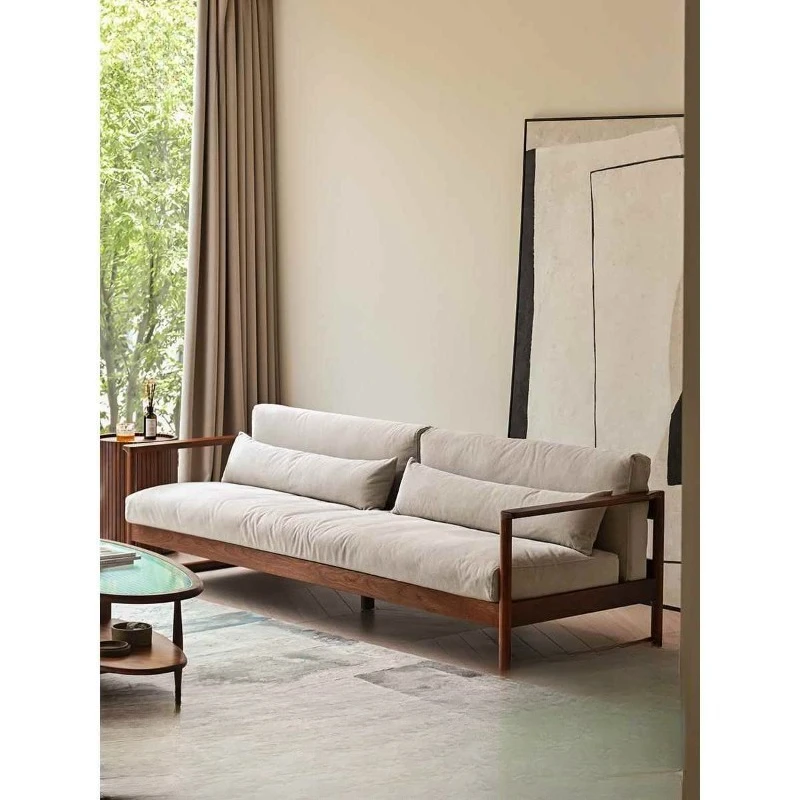 Cloud solid wood fabric sofa, Nordic small apartment simple black walnut living room
Cloud solid wood fabric sofa, Nordic small apartment simple black walnut living room