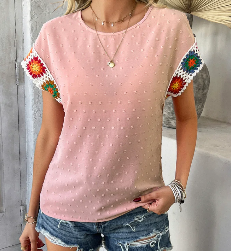 Polka Dot Embroidered Short Sleeve Top for Womens Summer New Casual Vacation Shirt Women's Clothing Female Fashion T-Shirt
Polka Dot Embroidered Short Sleeve Top for Womens Summer New Casual Vacation Shirt Women's Clothing Female Fashion T-Shirt