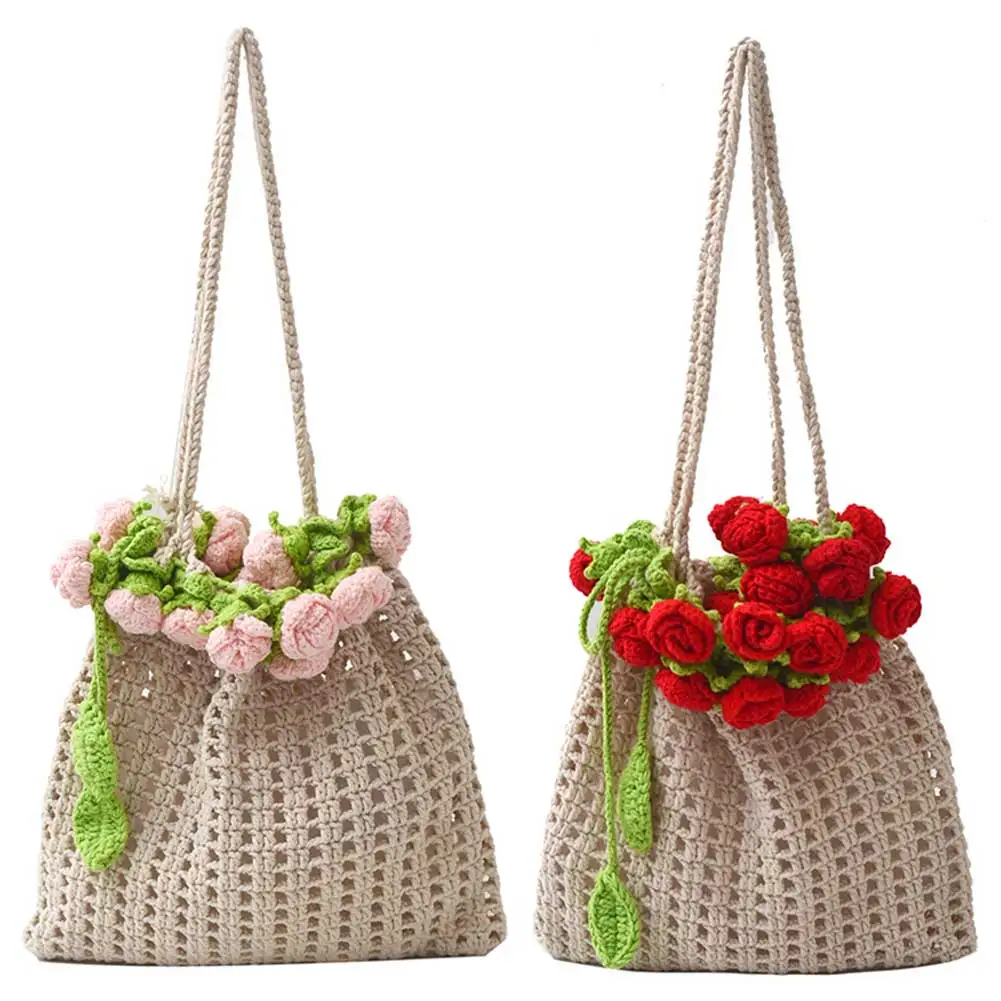 Women Hand Woven Shoulder Bag Flower Pattern Elegant Knitting Handbag Large Capacity Trendy Hollow Tote Bag Travel Vacation Bag
Women Hand Woven Shoulder Bag Flower Pattern Elegant Knitting Handbag Large Capacity Trendy Hollow Tote Bag Travel Vacation Bag