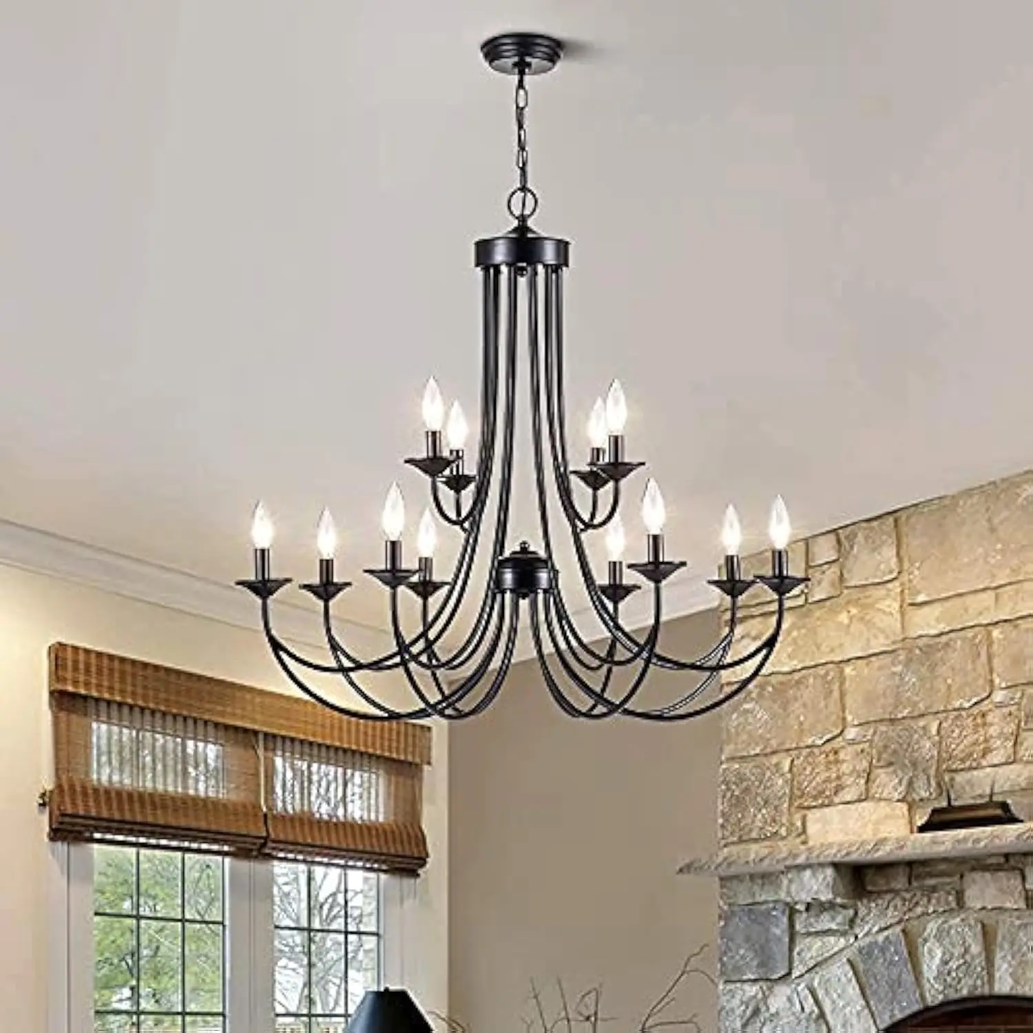 Farmhouse Candle Chandelier 12 Lights Rustic Industrial Wrought Iron Pendant Light Metal 2-Tier French Country Hanging Fixture
Farmhouse Candle Chandelier 12 Lights Rustic Industrial Wrought Iron Pendant Light Metal 2-Tier French Country Hanging Fixture