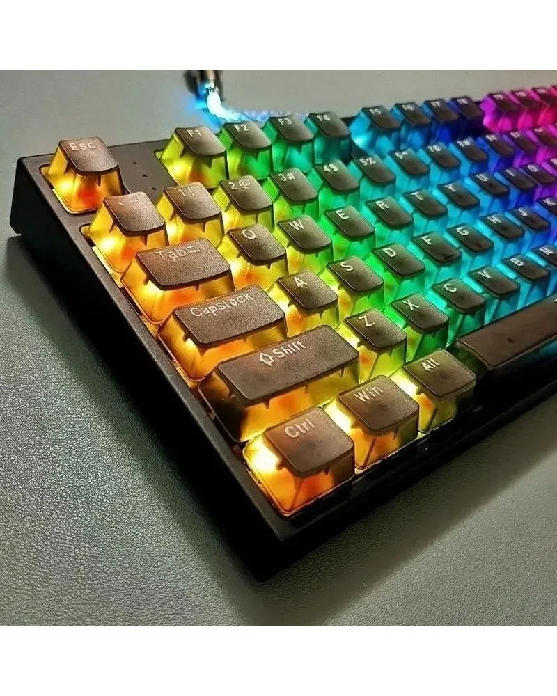 purple and green transparent clear pbt dye sub keycaps full set oem profile for mechanical keyboards
purple and green transparent clear pbt dye sub keycaps full set oem profile for mechanical keyboards