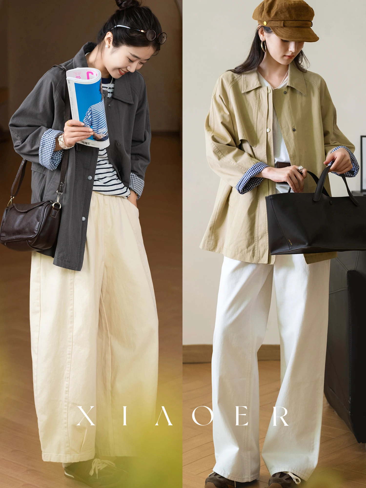 Mis Waed 00% Cotton Double Layer Door Front Mid-Length Jaet Autumn Color Women's Loose Fit Windbreaker Pure Color Design
Mis Waed 00% Cotton Double Layer Door Front Mid-Length Jaet Autumn Color Women's Loose Fit Windbreaker Pure Color Design