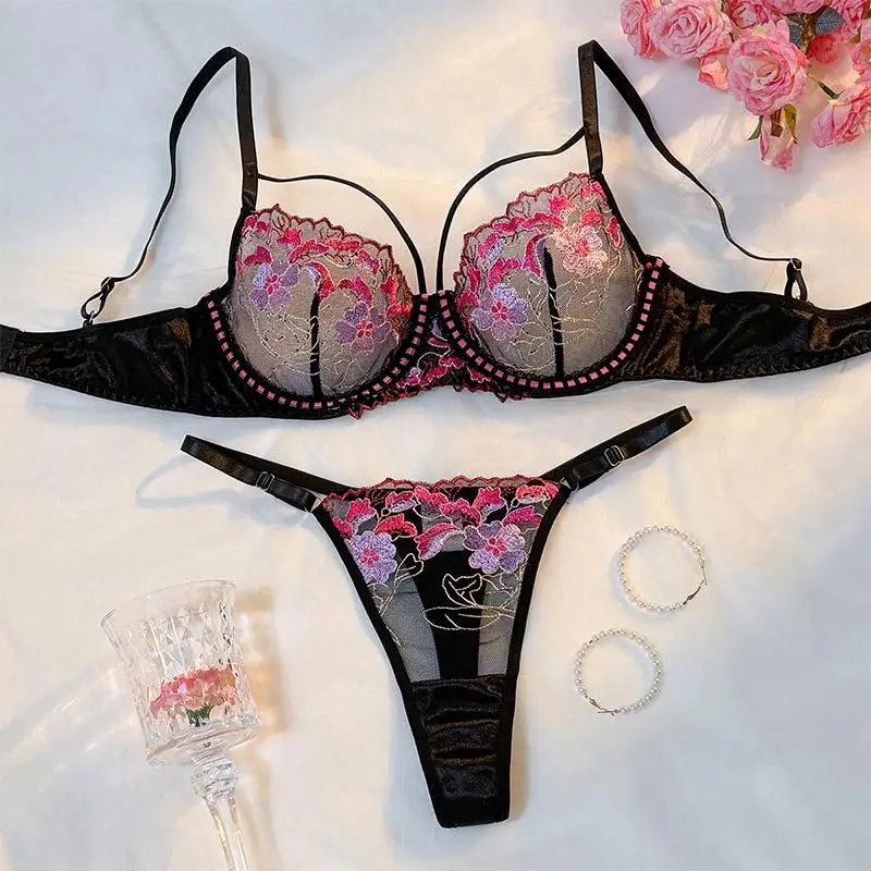 Sexy Lingerie Female Floral Embroidery Lace Underwear Ultra Thin Bra Panty Set Multicolor Erotic Lingerie Transparent Underwear
Sexy Lingerie Female Floral Embroidery Lace Underwear Ultra Thin Bra Panty Set Multicolor Erotic Lingerie Transparent Underwear