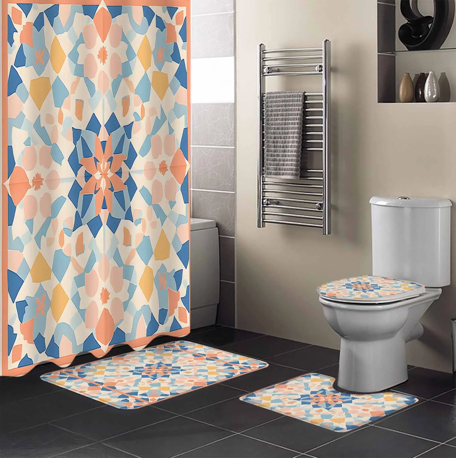 Retro Orange National Style Shower Curtain Set Non-Slip Rugs Bath Mat Toilet Lid Cover Waterproof Polyester Bathroom Curtain
Retro Orange National Style Shower Curtain Set Non-Slip Rugs Bath Mat Toilet Lid Cover Waterproof Polyester Bathroom Curtain