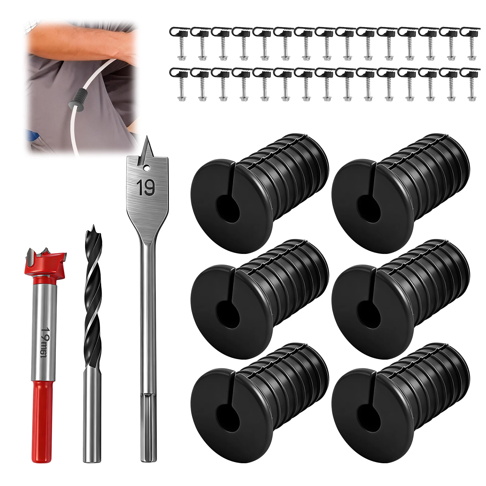 Cable Grommet Routing Kit Wall Pass Through Grommet Mounting Kits with 6 Grommet 3 Drill Bit and 30 Wall Clamp Cable Routing Set
Cable Grommet Routing Kit Wall Pass Through Grommet Mounting Kits with 6 Grommet 3 Drill Bit and 30 Wall Clamp Cable Routing Set