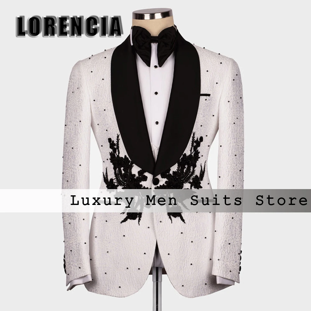 Elegant Jacquard Applique Men Suit 2 Pieces Shawl Collar Prom Party Outfits Customized Tuxedos Blazer Pants terno masculino
Elegant Jacquard Applique Men Suit 2 Pieces Shawl Collar Prom Party Outfits Customized Tuxedos Blazer Pants terno masculino
