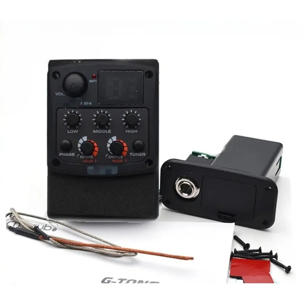 GT-6 Acoustic Guitar Preamp 3-Band EQ Equalizer with Reverb/Chorus/Delay/Wide and LED Tuner
GT-6 Acoustic Guitar Preamp 3-Band EQ Equalizer with Reverb/Chorus/Delay/Wide and LED Tuner