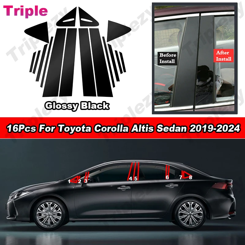 16Pcs PC Material Car Window Pillar Post Cover Trim Carbon Fiber/Glossy Black/Chrome Sticker For Toyota Corolla Altis 2019-2024
16Pcs PC Material Car Window Pillar Post Cover Trim Carbon Fiber/Glossy Black/Chrome Sticker For Toyota Corolla Altis 2019-2024