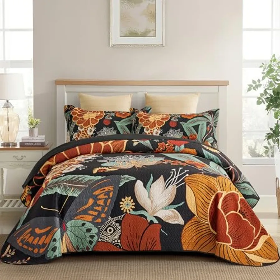 3 Piece Black Boho Floral King Size Quilt Sets Reversible Farmhouse Botanical Lightweight Bedspread Coverlet with 2 Shams Butte
3 Piece Black Boho Floral King Size Quilt Sets Reversible Farmhouse Botanical Lightweight Bedspread Coverlet with 2 Shams Butte