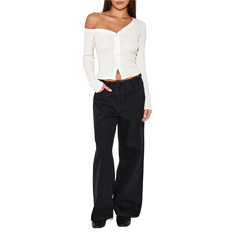 CYL-Women's Off-Shoulder Long Sleeve Front Open Cropped Cardigan Button Shirt Autumn Tops
CYL-Women's Off-Shoulder Long Sleeve Front Open Cropped Cardigan Button Shirt Autumn Tops