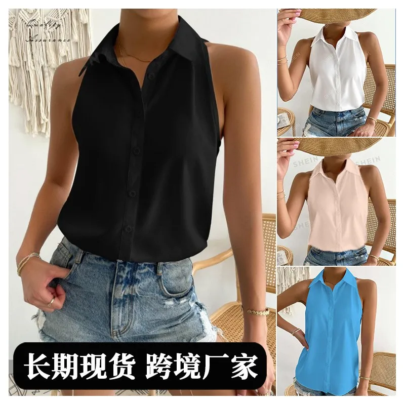 Spring Women's Clothing Sleeveless Satin Top Casual Solid Color Button Up Shirt For Regular Fit Polyester Blouse Tops
Spring Women's Clothing Sleeveless Satin Top Casual Solid Color Button Up Shirt For Regular Fit Polyester Blouse Tops
