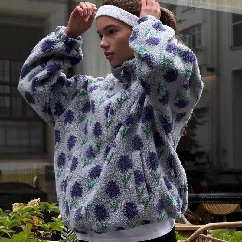 Women's Autumn Winter New Fleece Jacquard Sweatshirt Half Zip Loose Hoodies High Neck Sweatshirt
Women's Autumn Winter New Fleece Jacquard Sweatshirt Half Zip Loose Hoodies High Neck Sweatshirt