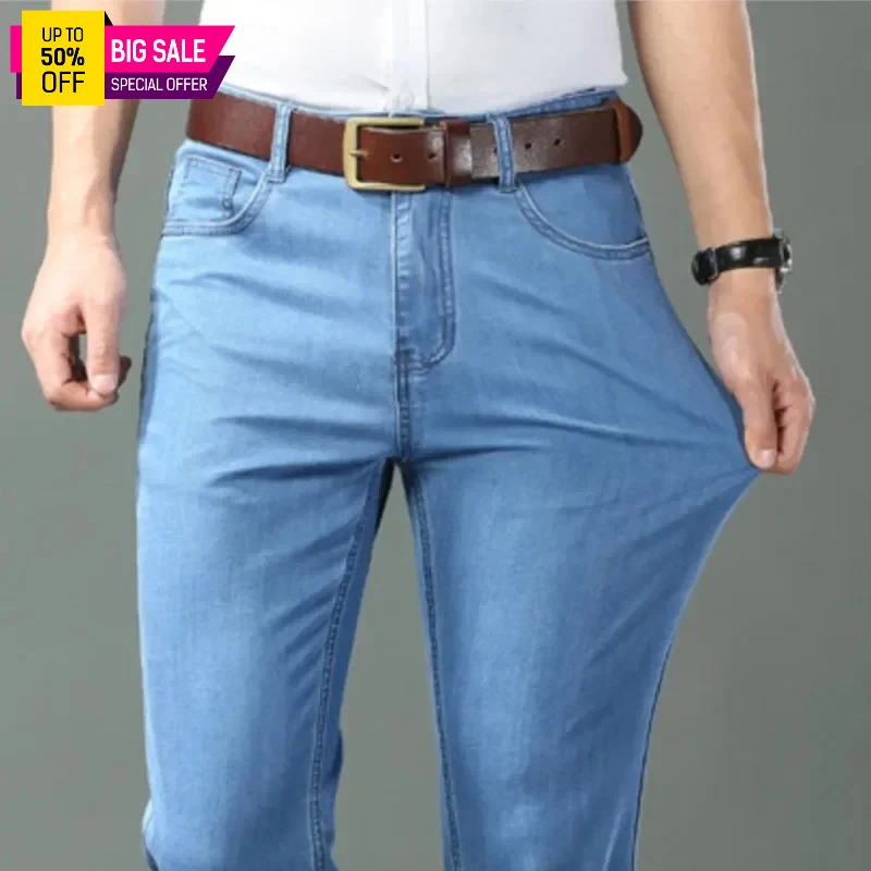 2026 New Ice Silk Thin Denim Jeans For Men Blue Straight Stretch Cotton Pants Business Casual Lightweight Trousers Spring Summer
2026 New Ice Silk Thin Denim Jeans For Men Blue Straight Stretch Cotton Pants Business Casual Lightweight Trousers Spring Summer