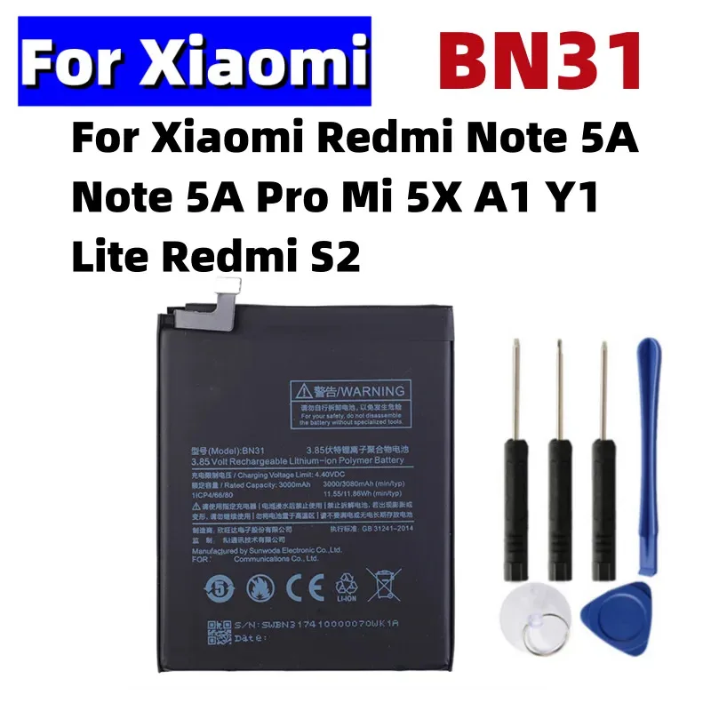 Аккумулятор BN31 для смартфона Xiaomi Mi 5X/A1/Redmi Note 5A/ Note5A Prime/S2 bn31 3000 мАч
Аккумулятор BN31 для смартфона Xiaomi Mi 5X/A1/Redmi Note 5A/ Note5A Prime/S2 bn31 3000 мАч