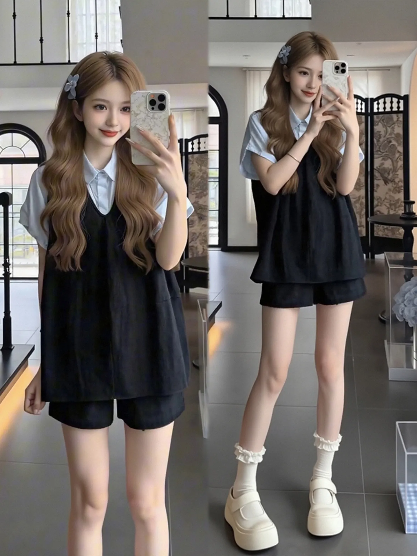 Summer Casual Loose Fit Three Piece Set Women's plus Size Shirt Vest Shorts Wear Resistant Polyester V Neck Button up
Summer Casual Loose Fit Three Piece Set Women's plus Size Shirt Vest Shorts Wear Resistant Polyester V Neck Button up