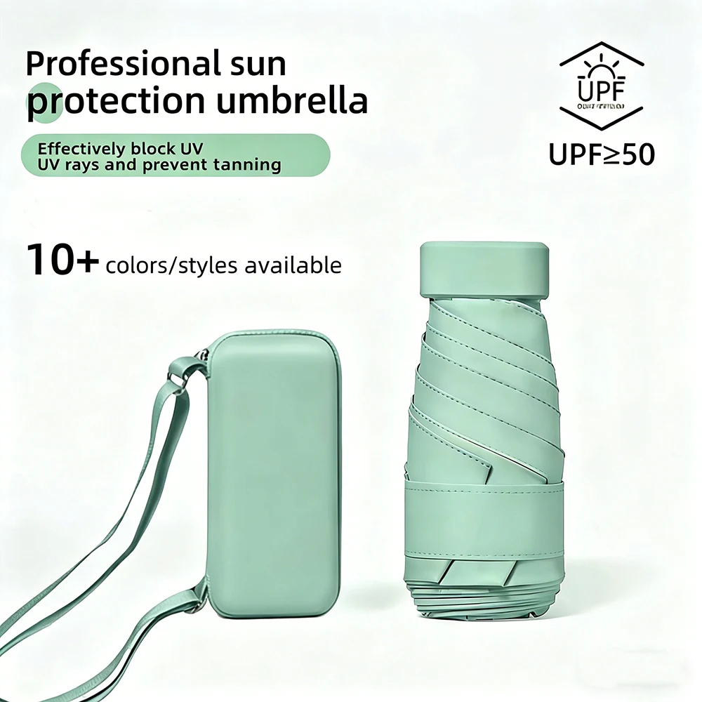 Mini Pocket Umbrella Small Sun Rain Umbrella Vinyl Folding Umbrella UV Ultraviolet Protection Sun Shade Pocket Parasol Capsule
Mini Pocket Umbrella Small Sun Rain Umbrella Vinyl Folding Umbrella UV Ultraviolet Protection Sun Shade Pocket Parasol Capsule