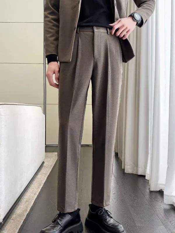 Осенне-зимние мужские повседневные брюки из шерсти с начесом, прямые, широкие, длиной 7/8, свободного кроя
Осенне-зимние мужские повседневные брюки из шерсти с начесом, прямые, широкие, длиной 7/8, свободного кроя