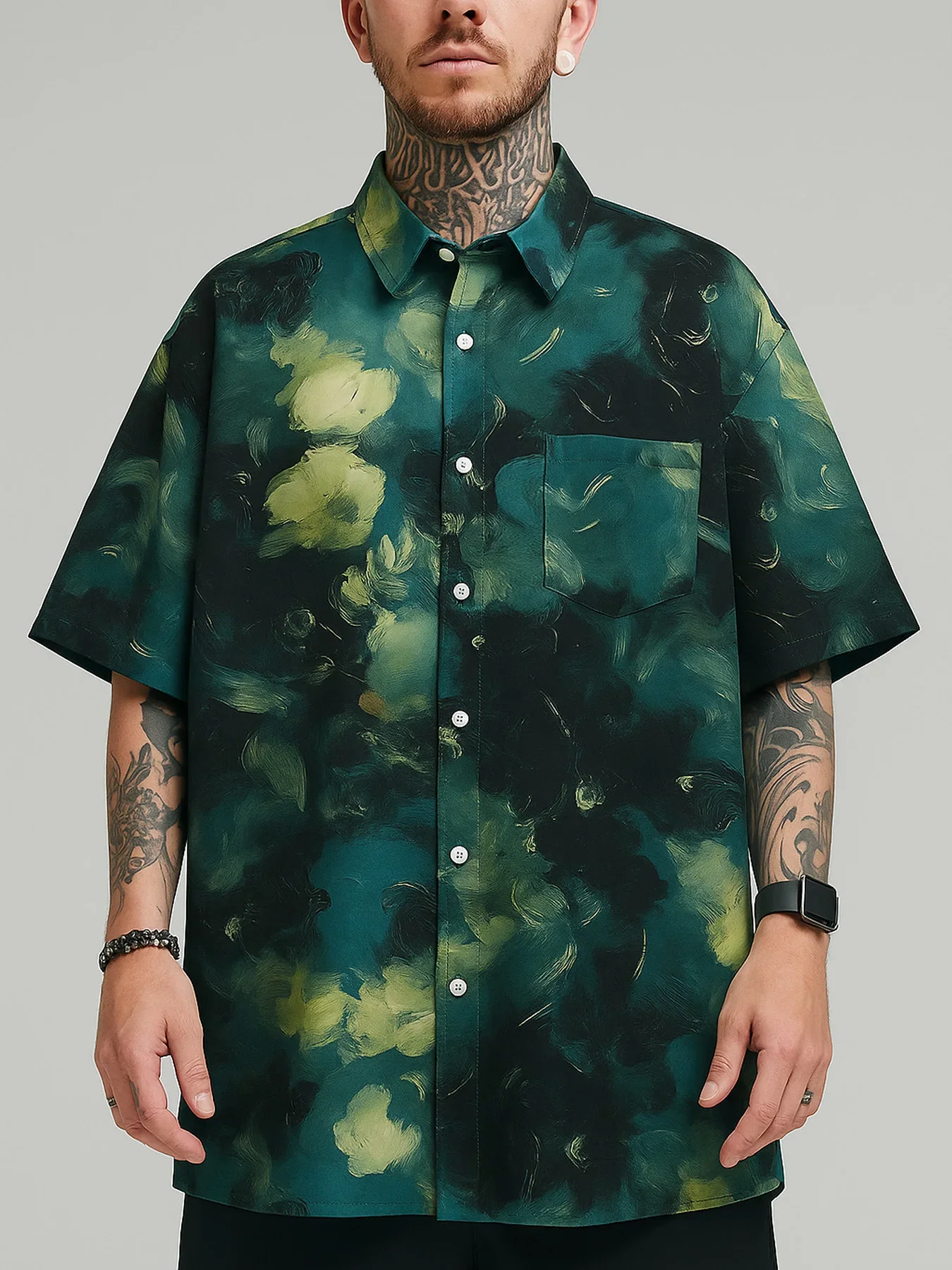 Oversized Loose Retro Oil Painting Print Short Sleeve Hawaii Beach Summer Men Shirt Student Casual Mens Clothing
Oversized Loose Retro Oil Painting Print Short Sleeve Hawaii Beach Summer Men Shirt Student Casual Mens Clothing