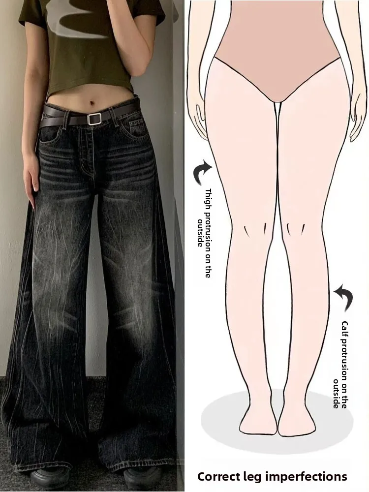 Retro American Wide Leg Jeans High Waist Straight Cut Trousers for Women Loose Drapey Washed out Effect Fashionable Pear Shap...
Retro American Wide Leg Jeans High Waist Straight Cut Trousers for Women Loose Drapey Washed out Effect Fashionable Pear Shap...