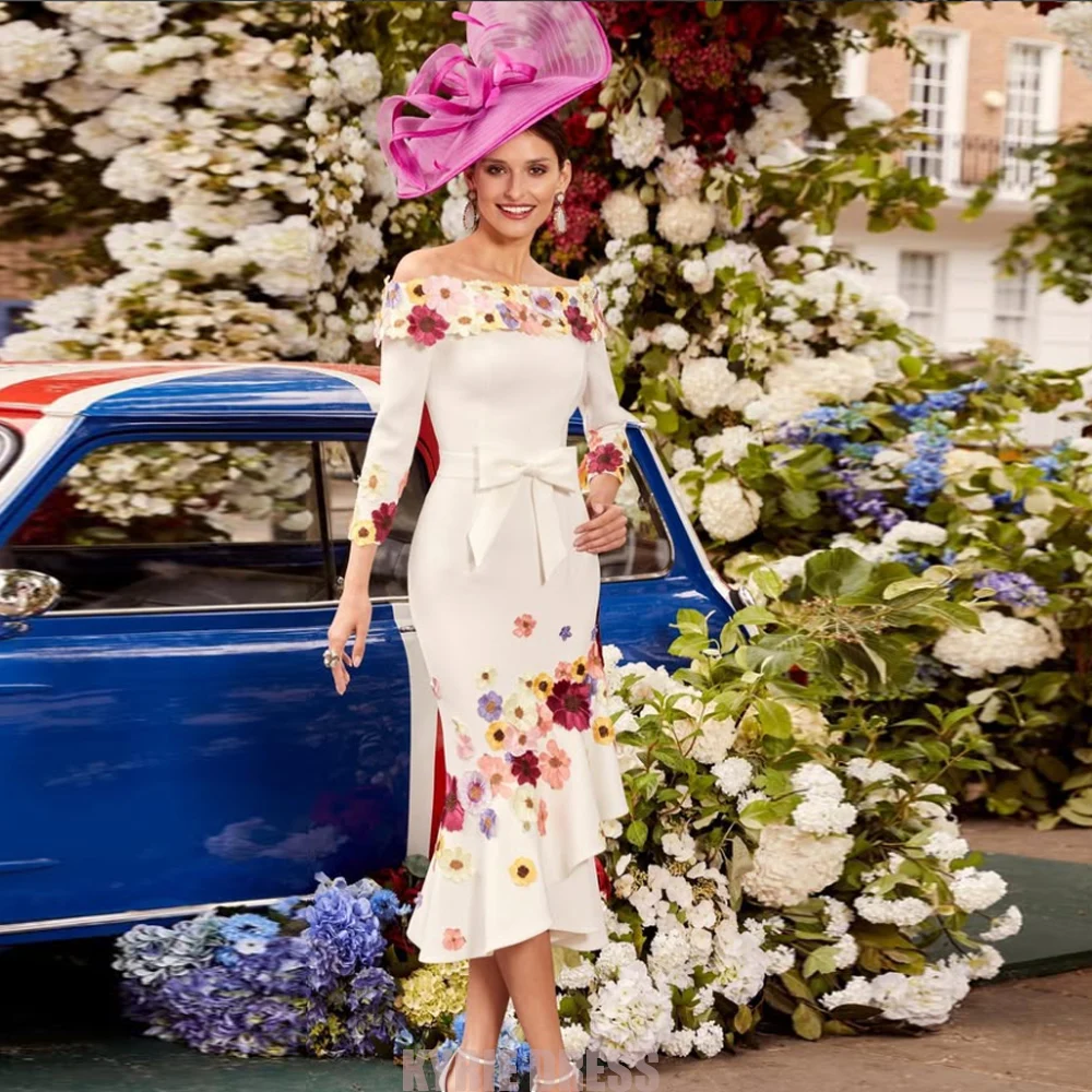 Mother of the Bride Dresses 2026 Customzied 3/4 Sleeves Off Shoulder Bow Pleated Flowers Applique Wedding Guest Evening Dresses
Mother of the Bride Dresses 2026 Customzied 3/4 Sleeves Off Shoulder Bow Pleated Flowers Applique Wedding Guest Evening Dresses