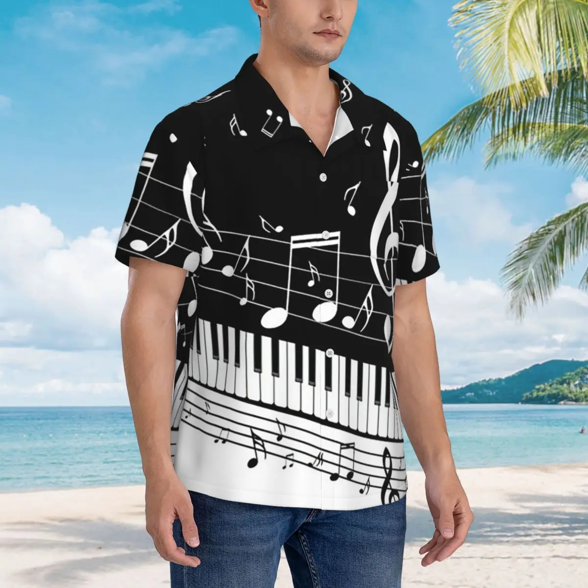 Black White Piano And Music Note Hawaiian Shirts Funny Men Short Sleeve Shirt for Summer Beach Men's Lapel Tops
Black White Piano And Music Note Hawaiian Shirts Funny Men Short Sleeve Shirt for Summer Beach Men's Lapel Tops