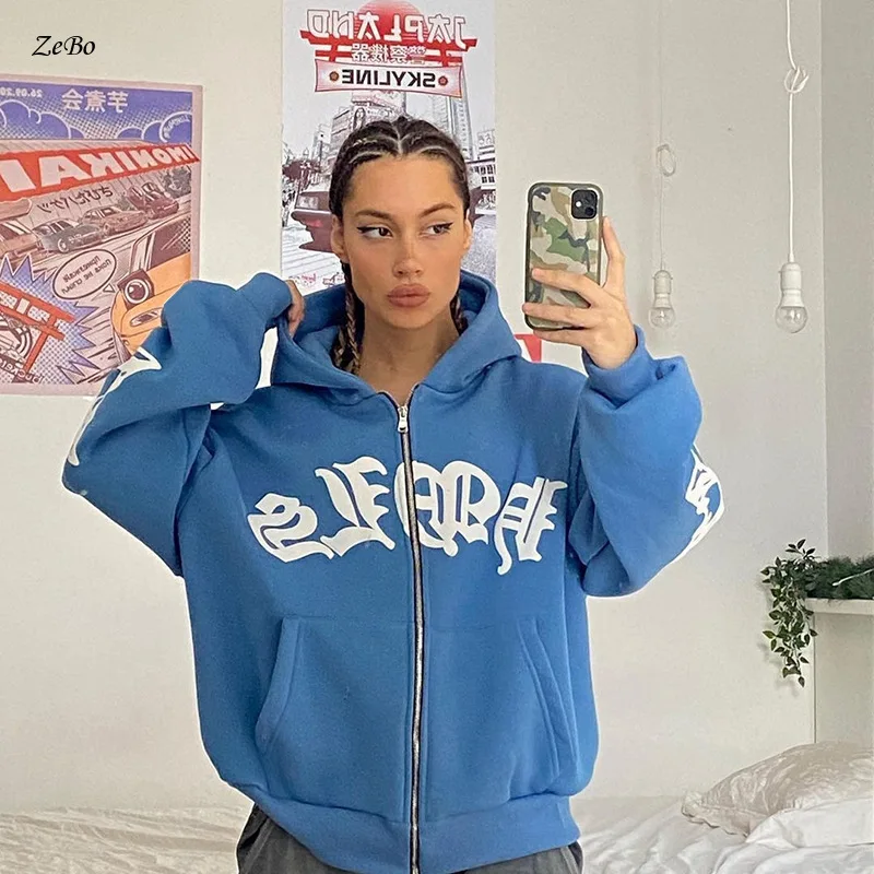 New Women's Street Letter Loose Round Neck Hoodie Sweatshirt with Foam Zipper Cardigan European and American Hoodie
New Women's Street Letter Loose Round Neck Hoodie Sweatshirt with Foam Zipper Cardigan European and American Hoodie