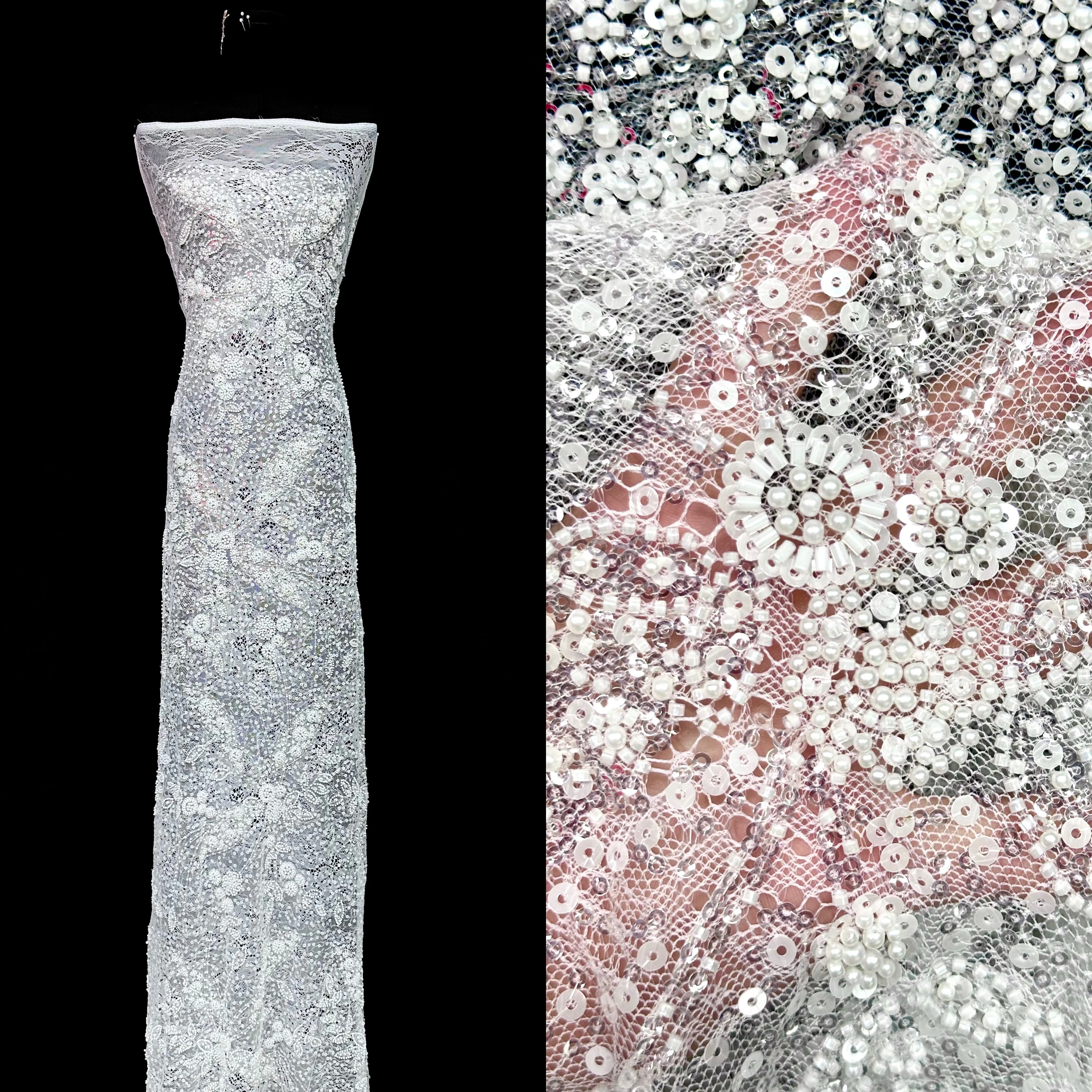 European Classic Bridal Lace Fabric with Heavy Beads And Sequins Nigerian French Style High Quality Mesh Net for Wedding Dresses
European Classic Bridal Lace Fabric with Heavy Beads And Sequins Nigerian French Style High Quality Mesh Net for Wedding Dresses